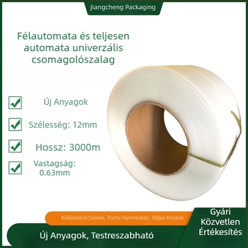 PP csomagoló szalag, új anyagú, automata és félautomata csomagológépekhez, 3000 m tekercs, szélesség 11,5 mm, vastagság 0,7 mm