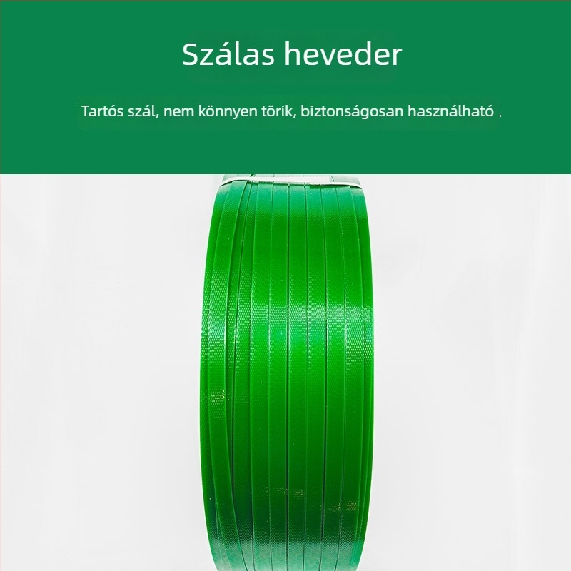 Zöld műanyag-vas csomagoló szalag 1608 PET, kézi, PE gépekhez