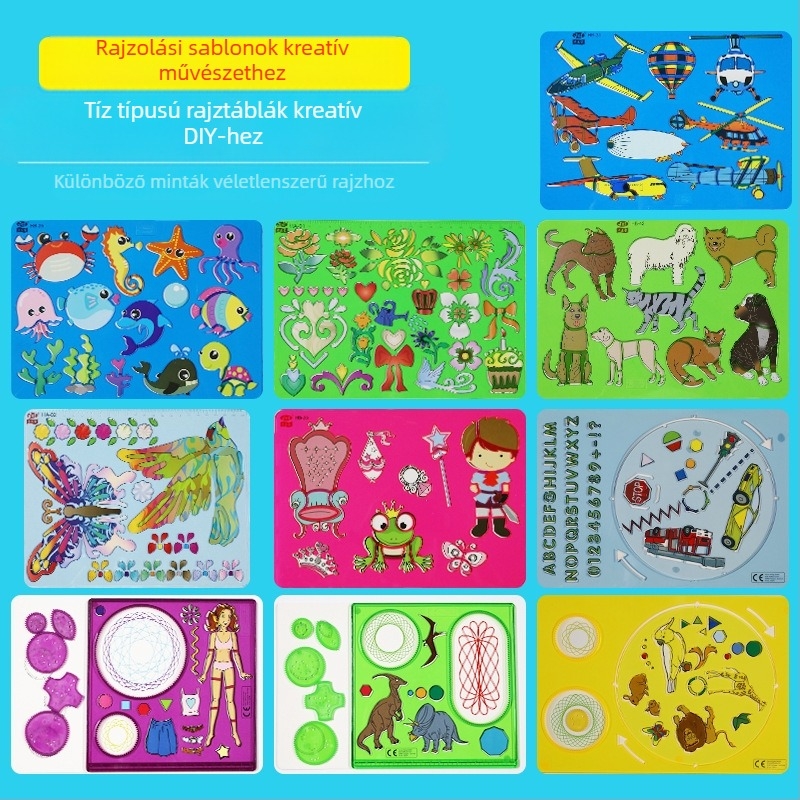 Colorbao Gyermekeknek szóló festő-minta készlet – PS anyag, vágó sablonok, sokoldalú DIY vonalzó-forma