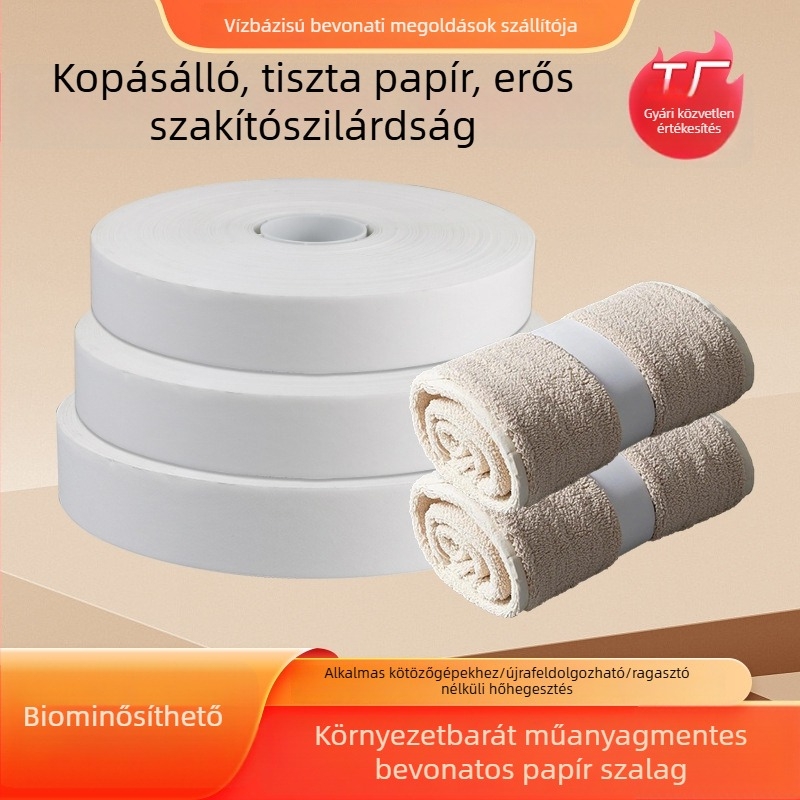 Környezetbarát, ragasztó nélküli önszívó Kraft papírszalagok kábelekhez és törölközőkhöz, műanyagmentes bevonattal