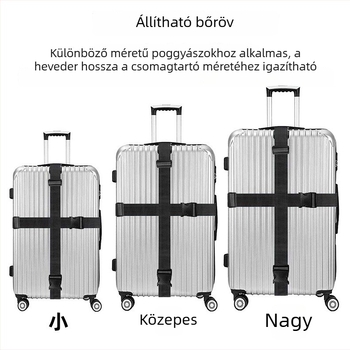 Poggyászöv keresztezett pánttal és nyloncsattal, megerősített külső rögzítéshez