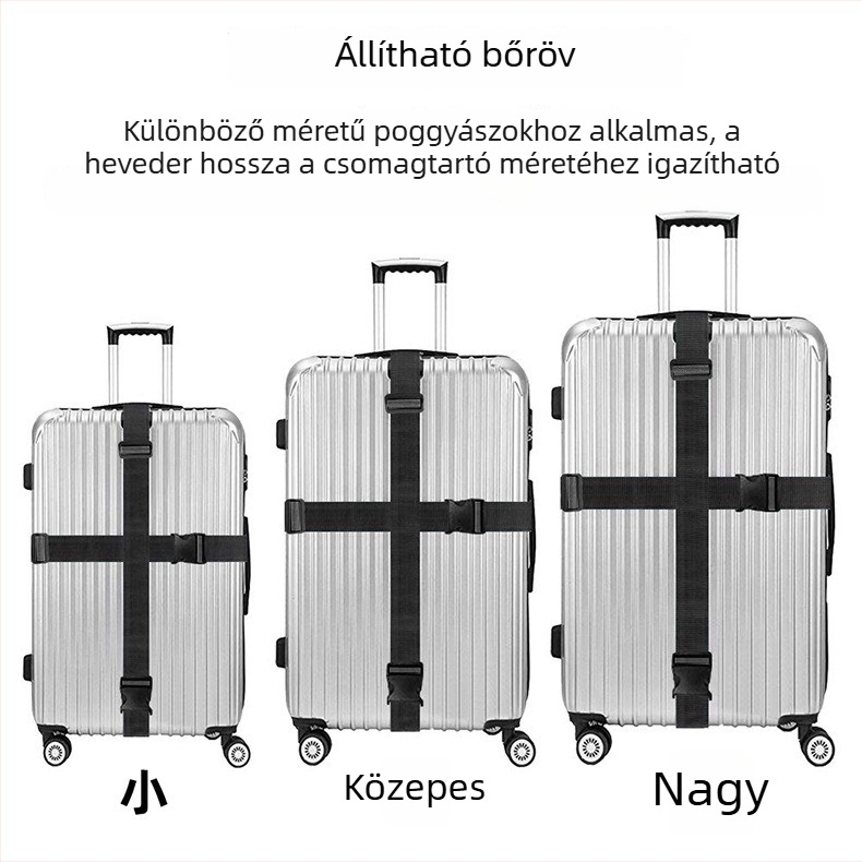 Poggyászöv keresztezett pánttal és nyloncsattal, megerősített külső rögzítéshez