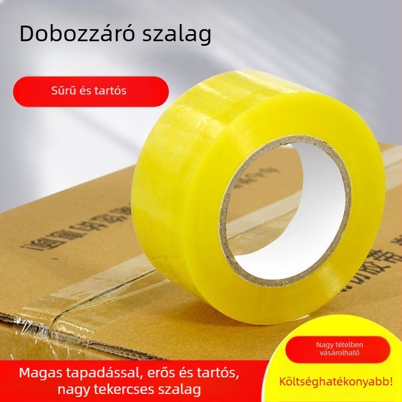 Csomagoló szalag BOPP filmmel, vízbázisú ragasztó (vastagság: 52; hőmérséklet-tűrés: -20–40 °C; tapadás: erős)
