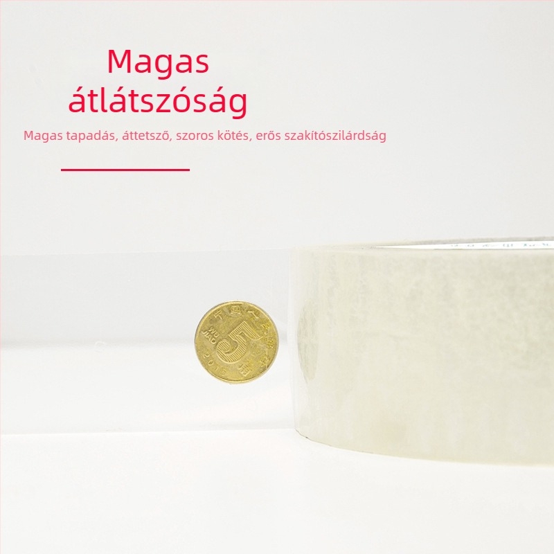 Csomagoló szalag BOPP filmmel, vízbázisú ragasztó (vastagság: 52; hőmérséklet-tűrés: -20–40 °C; tapadás: erős)