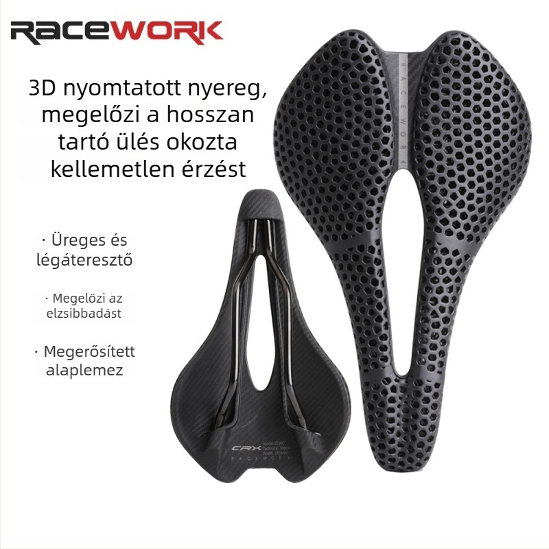 RACEWORK 3D nyomtatott nyeregszék út- és hegyi kerékpárokhoz, lélegző üreges felépítésű méhsejt mintázattal
