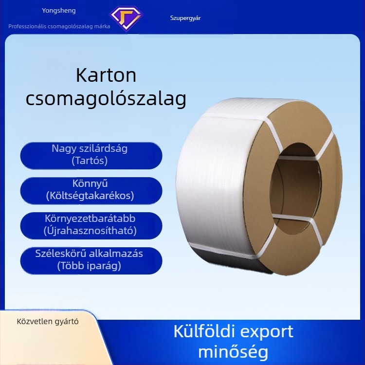 Ipari forróolvasztású kartondoboz-csomagoló szalag, szélesség 12 mm, vastagság 0,7 mm, húzóerő 110 kg, tekercs külső Ø400 mm, belső Ø200 mm