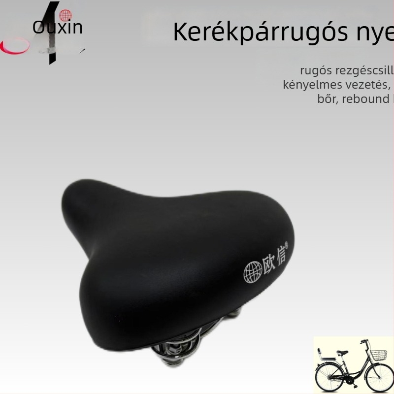 Kerékpárnyereg rugóval, vastagított és szélesített, hagyományos kerékpárhoz