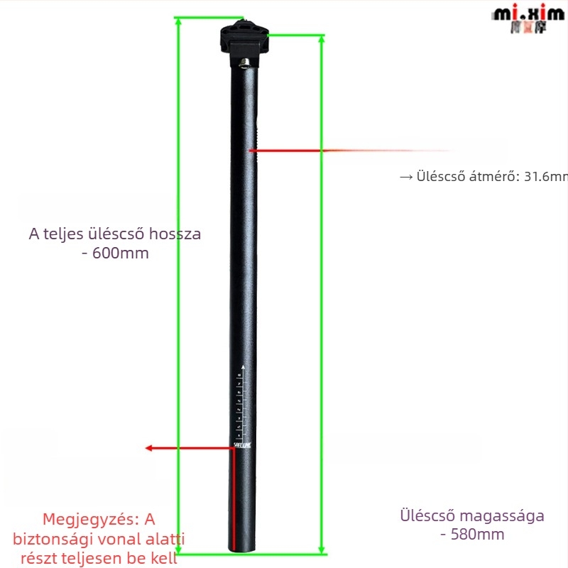 Mi.xim H20-580 alumínium nyeregcső hegyi kerékpárokhoz