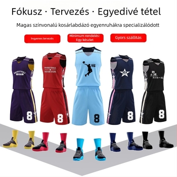 Uniszex reverszibil kosárlabda edzőruha készlet – egész éves használat, poliészter keverék anyag, bélése 100% poliészter, modell 313