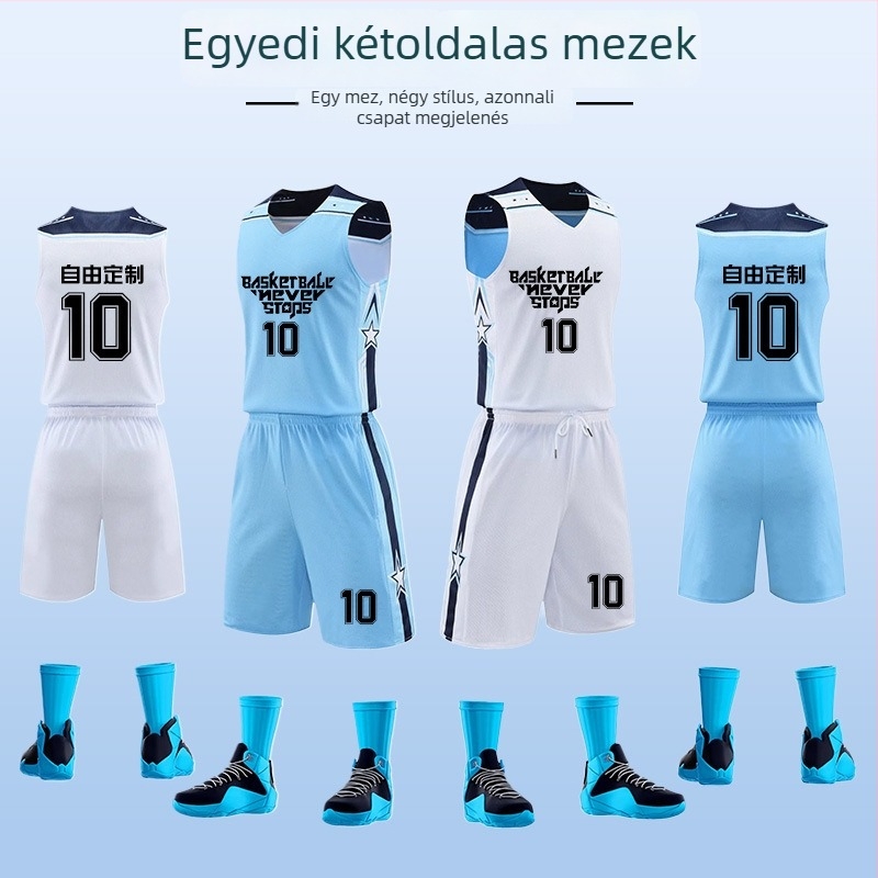 Uniszex reverszibil kosárlabda edzőruha készlet – egész éves használat, poliészter keverék anyag, bélése 100% poliészter, modell 313