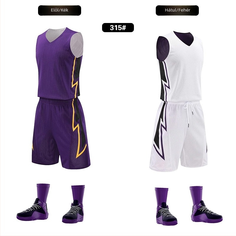 Uniszex reverszibil kosárlabda edzőruha készlet – egész éves használat, poliészter keverék anyag, bélése 100% poliészter, modell 313