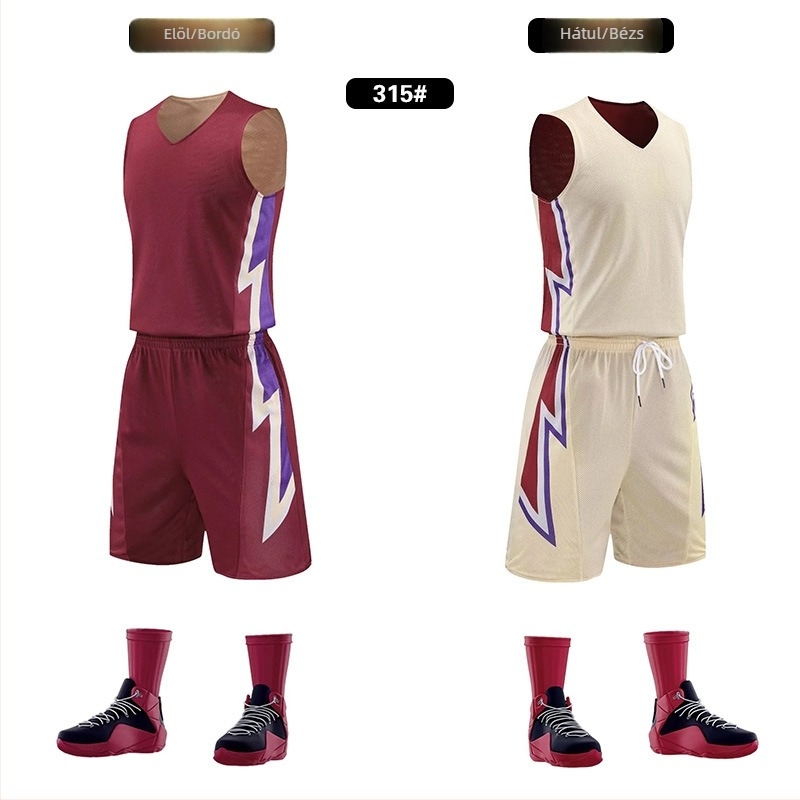 Uniszex reverszibil kosárlabda edzőruha készlet – egész éves használat, poliészter keverék anyag, bélése 100% poliészter, modell 313