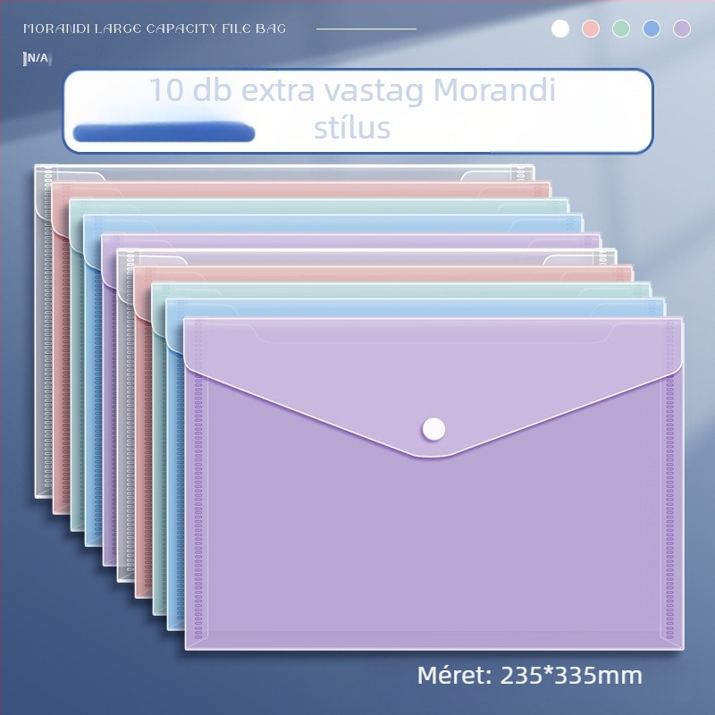 Átlátszó irattáska kapcsos záródással, nagy kapacitású, PP anyagból, zárt stílusú, vizsgákhoz