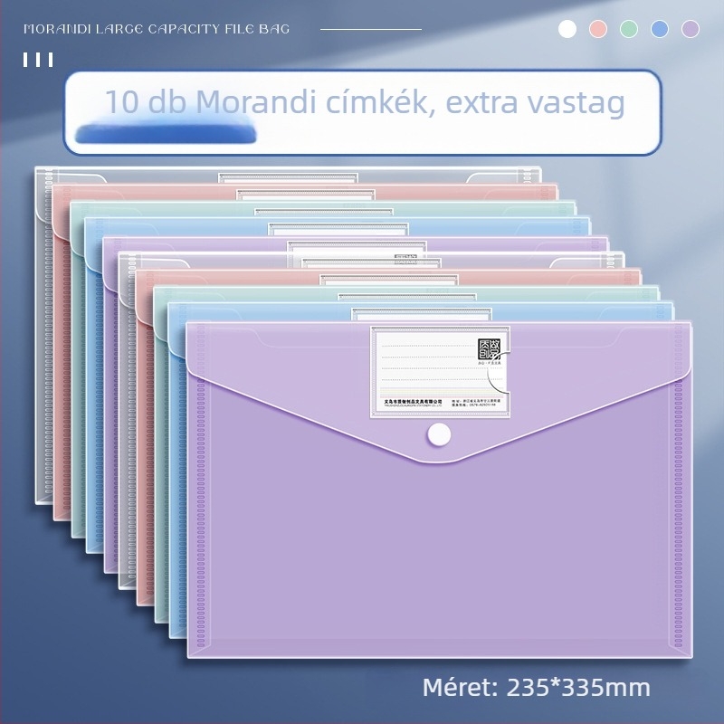 Átlátszó irattáska kapcsos záródással, nagy kapacitású, PP anyagból, zárt stílusú, vizsgákhoz