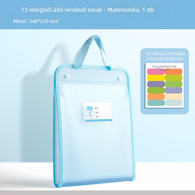 A4 vizsgadolgozatok rendezője – átlátszó műanyag, 13 rekesz (Model: A4, Nincs logó)