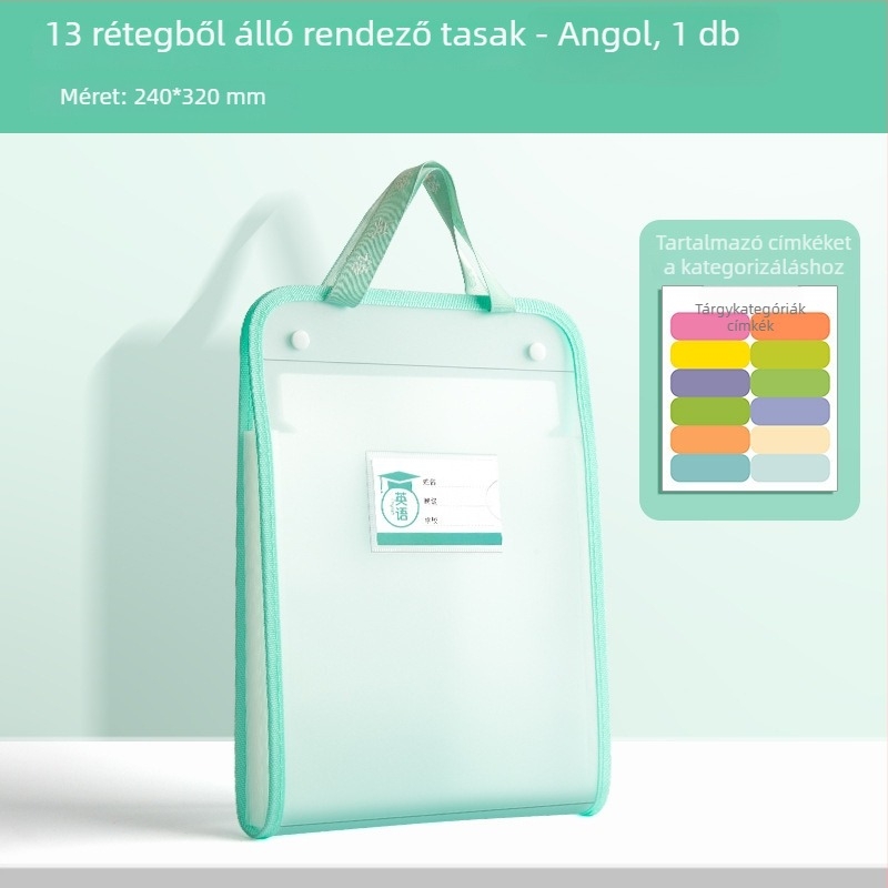 A4 vizsgadolgozatok rendezője – átlátszó műanyag, 13 rekesz (Model: A4, Nincs logó)