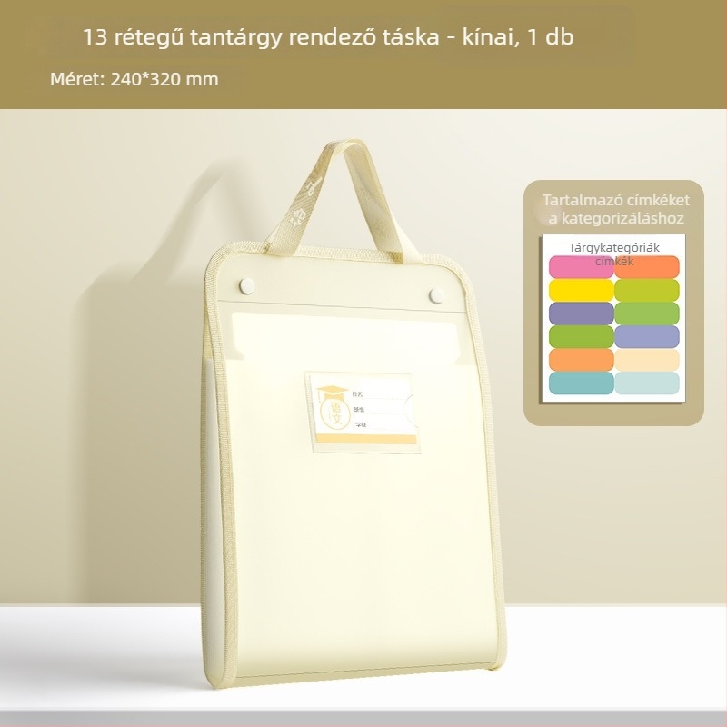 A4 vizsgadolgozatok rendezője – átlátszó műanyag, 13 rekesz (Model: A4, Nincs logó)