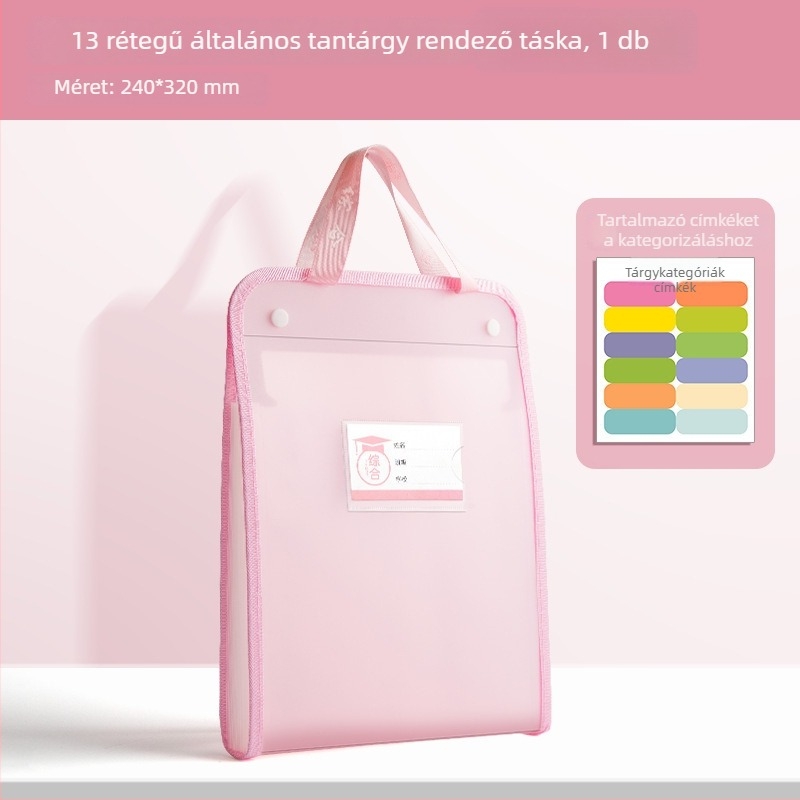 A4 vizsgadolgozatok rendezője – átlátszó műanyag, 13 rekesz (Model: A4, Nincs logó)