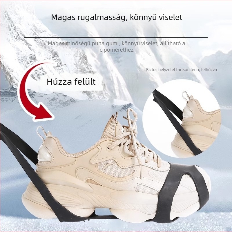 Ötfogú jégcsappal ellátott csúszásmentes cipővédő hóhoz és hegymászáshoz