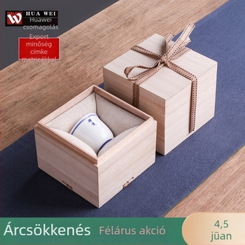 Paulownia fából készült négyzet alakú doboz teáscsészéhez – elegáns csomagolás és tároló