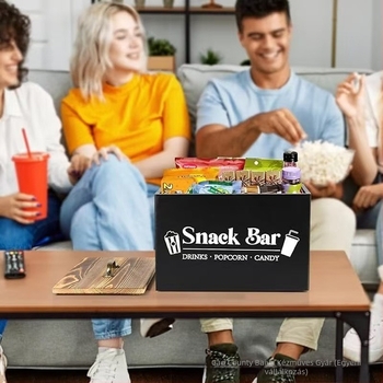 Fa asztali snack tároló doboz fedővel, 2 rekeszes rendező a nappaliba, konyhában és hálószobában, modern minimalist stílus.