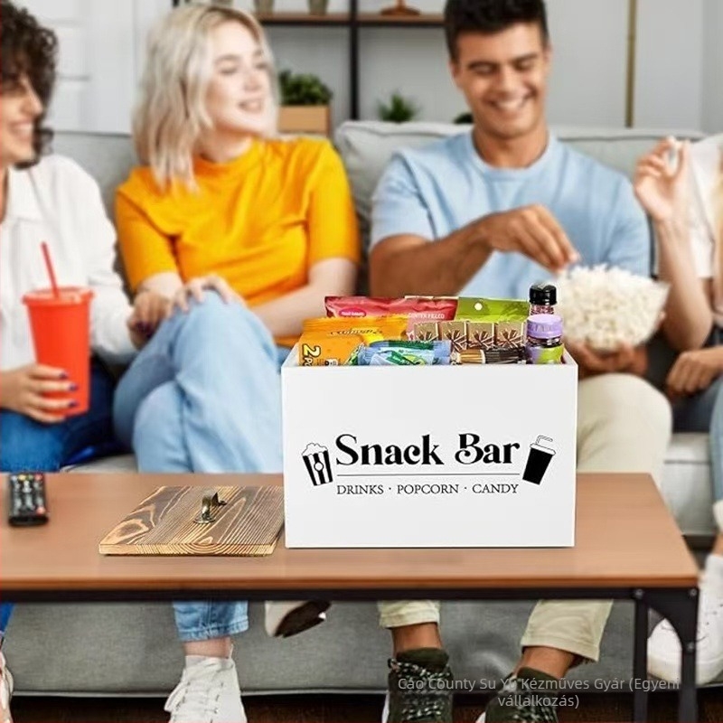 Fa asztali snack tároló doboz fedővel, 2 rekeszes rendező a nappaliba, konyhában és hálószobában, modern minimalist stílus.