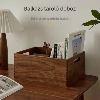 Tömörfa tároló doboz fogantyúval, modern minimalista stílus, 60 literes kapacitás