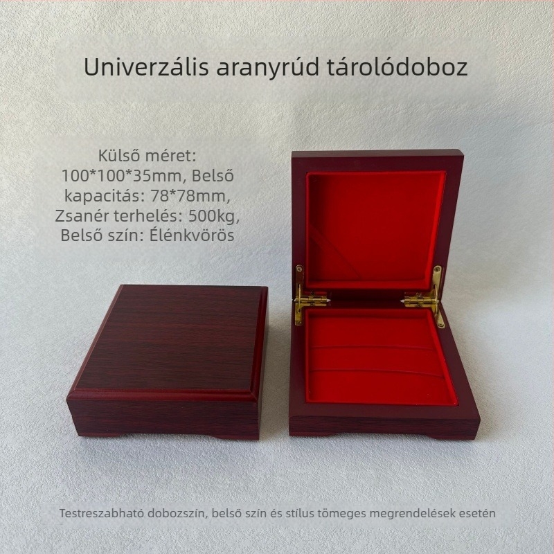 Fából készült ékszerdoboz aranyrúd tárolóval, ezüstérme-doboz, ezüstrúd gyűjtemény doboz, aranyérme ajándékdoboz