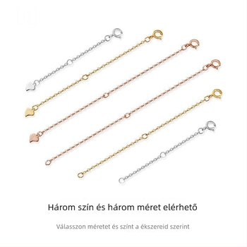 S925 ezüst hosszabbító lánc nyakhoz, a kézhez és a kulcscsonti területhez, 8K aranyozással, állítható DIY kiegészítő biztonsági akasztóval és dupla gyűrűvel