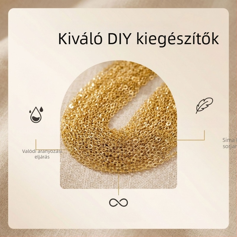 Aranyozott O-gyűrűs lánc meghosszabbítással, vékony, lapos O-lánc DIY ékszerhez