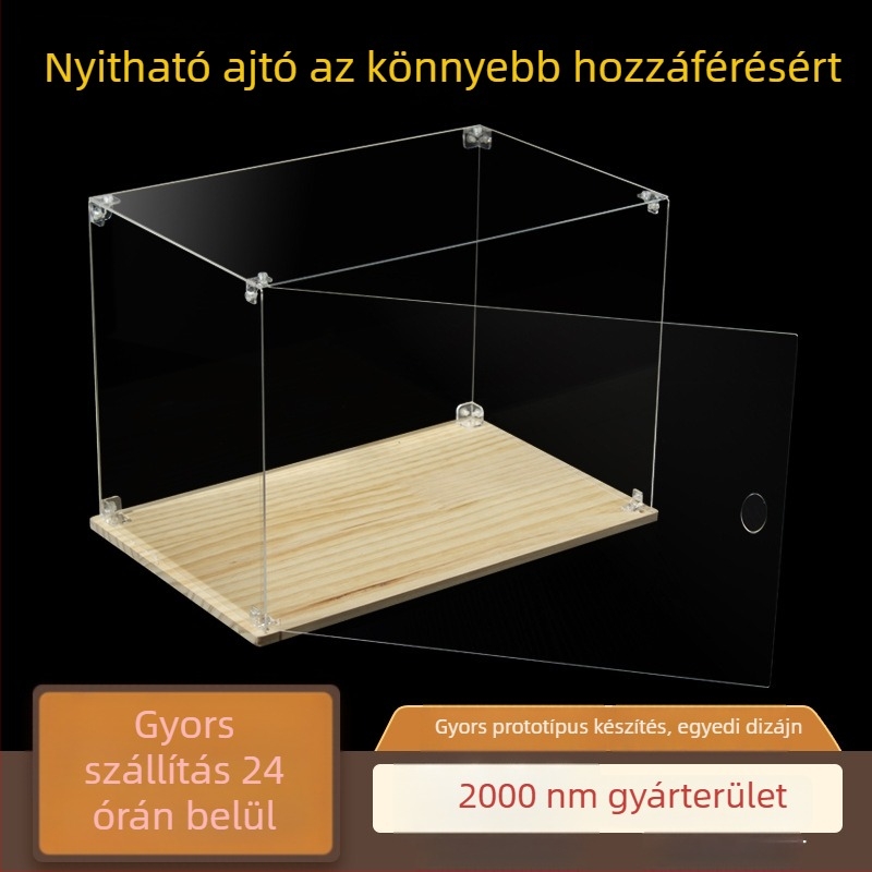 Átlátszó akrilból készült figuratároló doboz • porvédelmi funkció • stackelhető kivitel • márka Red Tang