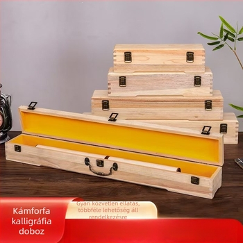 Kamforfából készült doboz kalligráfiához és festészethez, tekercsek tárolására, tömör fa