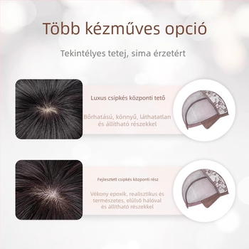 Női paróka valódi emberi hajból, természetes nyári stílus, rövid haj, kézzel készített modell 1031, frufru rövid, festhető és dauerolható, növeli a volumenét és elfedi a őszülést