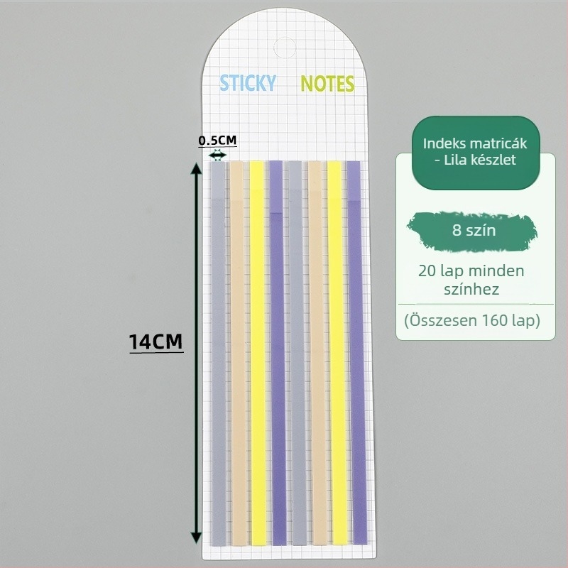 Átlátszó PET ultra vékony index matricák diákok osztályozására, önragadós, 20 lap