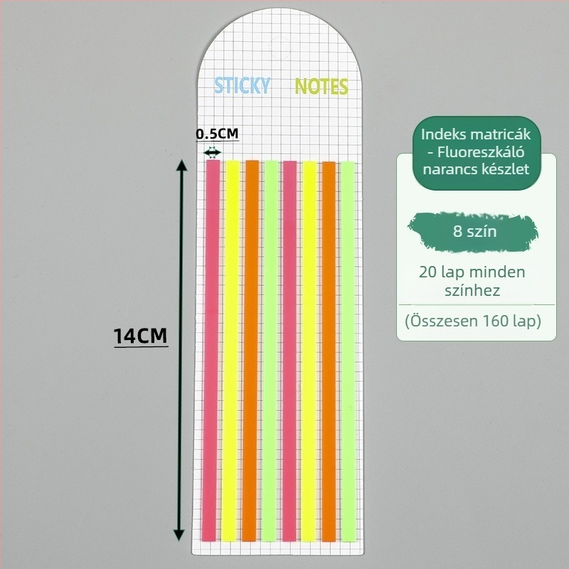 Átlátszó PET ultra vékony index matricák diákok osztályozására, önragadós, 20 lap