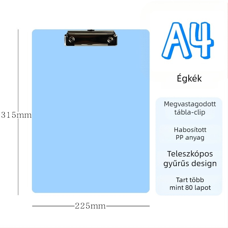 Yishen 996 műanyag klipszlap, A4/A5 kompatibilitás, lemezvastagság 2,3 mm, egyklipszes