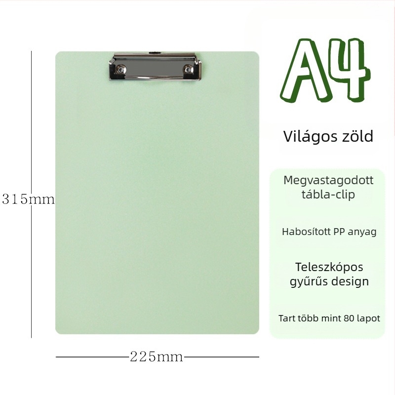 Yishen 996 műanyag klipszlap, A4/A5 kompatibilitás, lemezvastagság 2,3 mm, egyklipszes