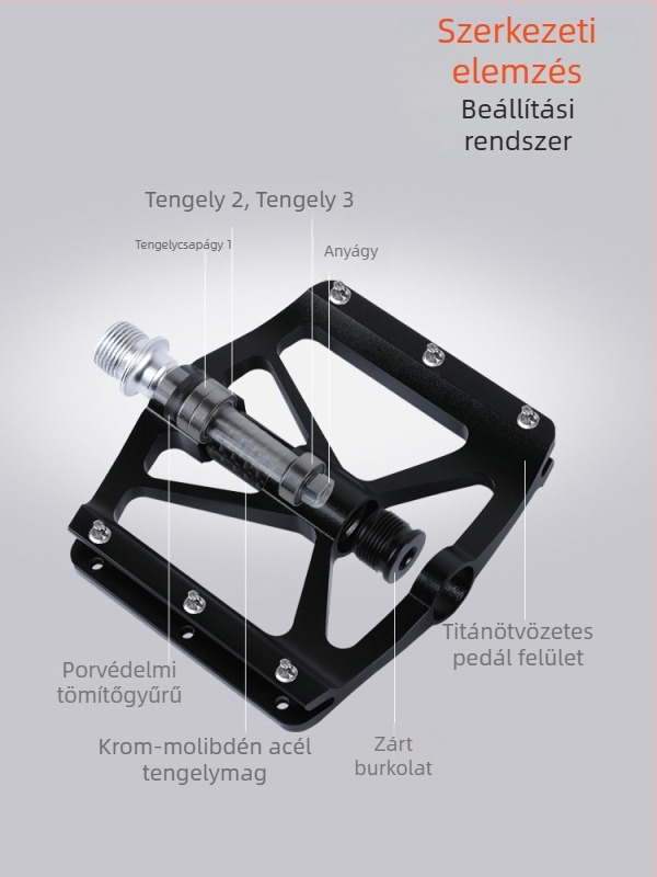 MTB és országúti kerékpár pedálok - CNC alumínium ötvözet, molibdén acél, csúszásmentes, Anybike modell 1