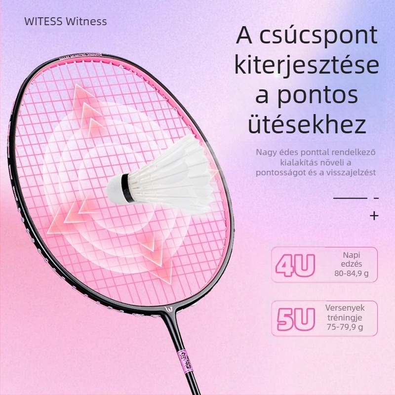 Witess/Witness YA717 tollasütő – szénszálas keret, tömeg 80–84 g, markolat G5, nylon húrok, egyenes ütőmodell