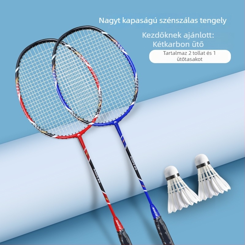 Selphy/Xuanfei márkájú kétütős tollaslabda készlet, keret: alumínium ötvözet, húrok: nylon, súly 95–100 g, nyelet keménysége: közepes