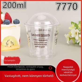 Egyszer használatos desszert pohár fedővel, 200 ml, PS műanyag; alkalmas kávézók, hideg italok és desszertek számára