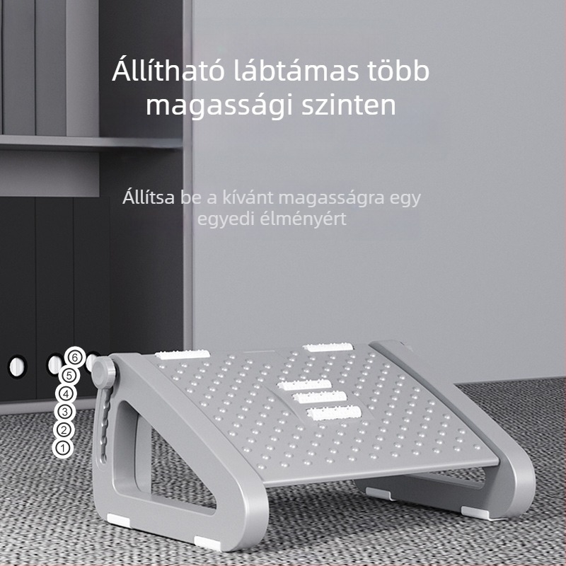 Irodai lábtartó ötkerékkel, műanyagból, masszírozó és emelő funkciókkal, gyerekeknek, felnőtteknek és időseknek