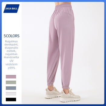 Női laza szabású sportnadrág, magas derék, lélegző, Nylon warp mesh anyag, UV-védelem, jóga és fitnesz