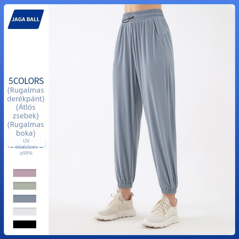Női laza szabású sportnadrág, magas derék, lélegző, Nylon warp mesh anyag, UV-védelem, jóga és fitnesz