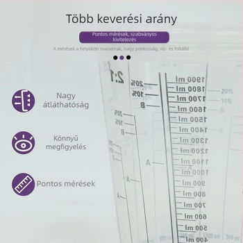 Átlátszó műanyag festékkeverő pohár fedéllel, 385 ml, több léptékű méréshez autófestékekhez