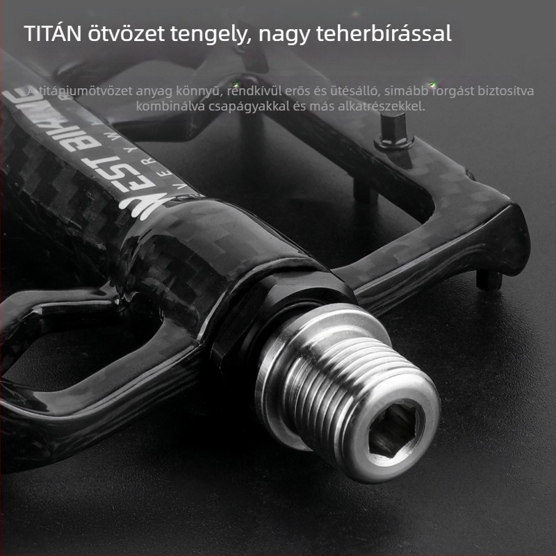 Szénszálas kerékpárpedál titán ötvözet tengellyel útikerékpárokhoz és összecsukható kerékpárokhoz (Model Yp0802132)