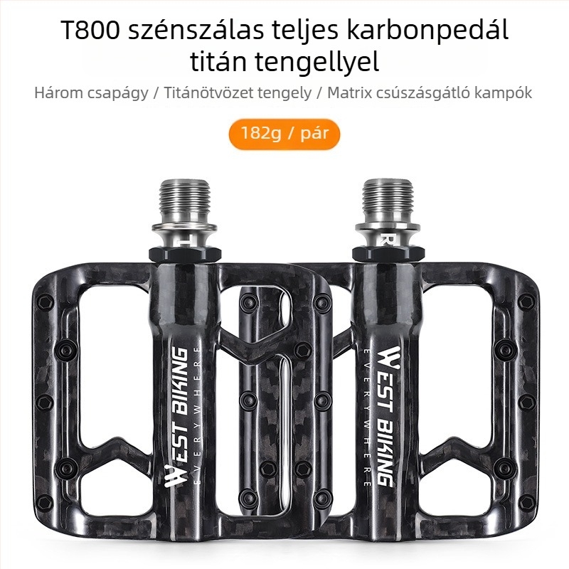 Szénszálas kerékpárpedál titán ötvözet tengellyel útikerékpárokhoz és összecsukható kerékpárokhoz (Model Yp0802132)