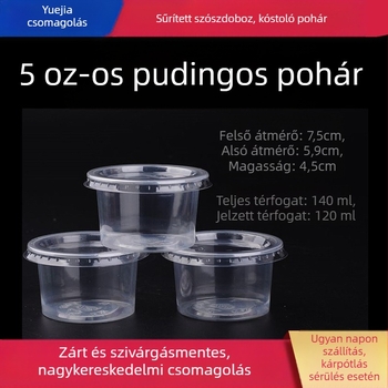 Egyszer használatos puding pohár PP műanyagból, fedéllel és domborított nyomtatással