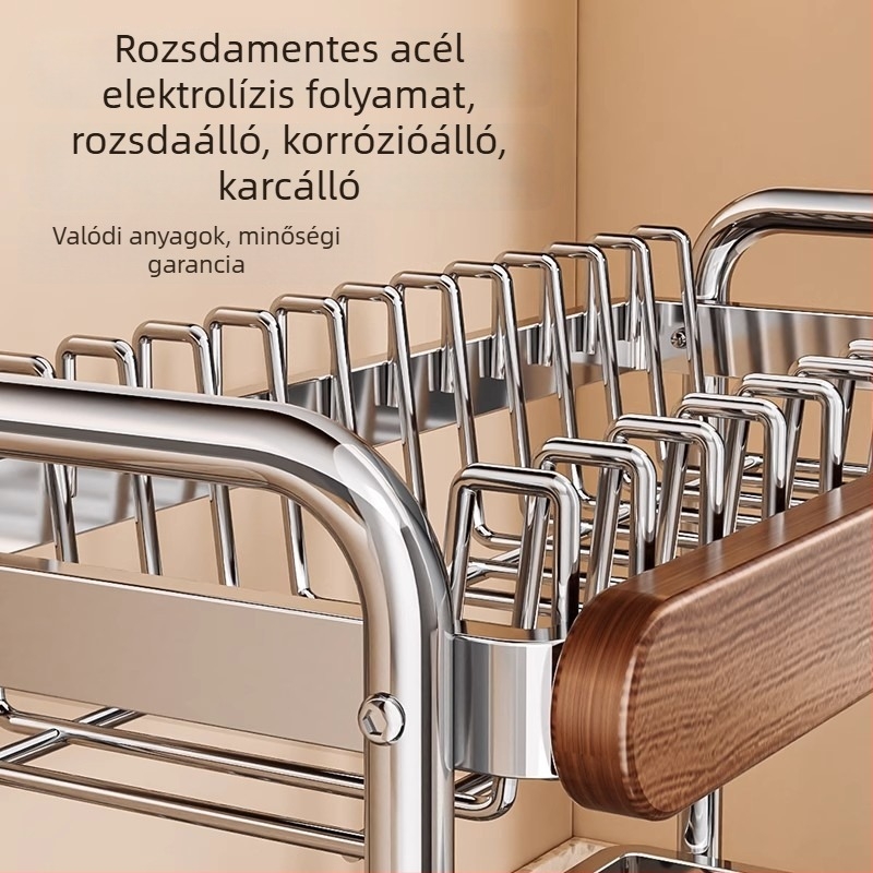 Medieval stílusú rétegzett mosogatótálca állvány a munkalapra — 201 rozsdamentes acél + széntartalmú acél + sűrűségű tábla