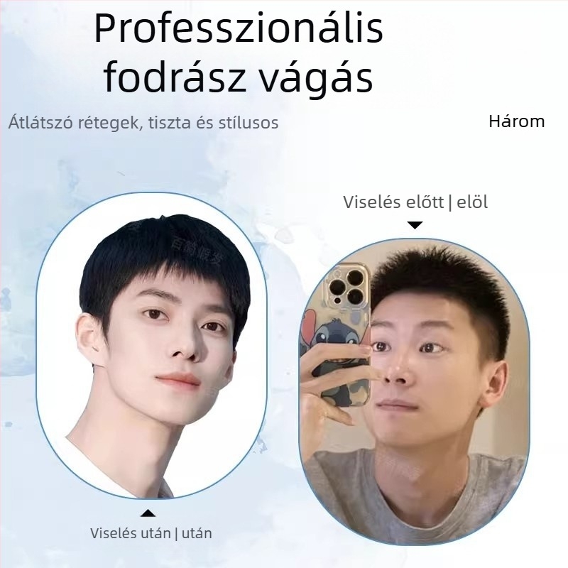 Férfi paróka valódi emberi hajból, rövid egyenes haj, varrat nélküli felső rész, modell 9002, kézzel készített